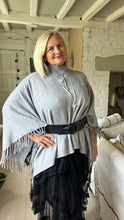 Load image into Gallery viewer, Positano Funnel Neck Open Poncho free size in Grey