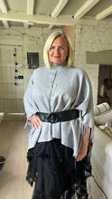 Load image into Gallery viewer, Positano Funnel Neck Open Poncho free size in Grey