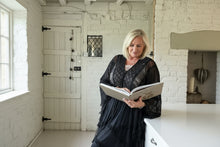 Load image into Gallery viewer, Ischia Boho Antique Lace Knit Overlay Jumper free size in Black Feathers Of Italy