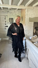 Load image into Gallery viewer, Ischia Boho Antique Lace Knit Overlay Jumper free size in Black Feathers Of Italy