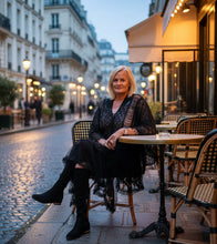 Load image into Gallery viewer, Ischia Boho Antique Lace Knit Overlay Jumper free size in Black Feathers Of Italy