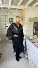 Load image into Gallery viewer, Ischia Boho Antique Lace Knit Overlay Jumper free size in Black Feathers Of Italy