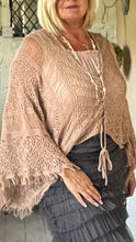 Load image into Gallery viewer, Ischia Boho Antique Lace Knit Overlay Jumper free size in Black Feathers Of Italy