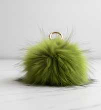 Load image into Gallery viewer, Peia Fur Pom Pom Keyring in Green - Feathers Of Italy