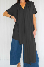 Load image into Gallery viewer, Santorini cowl neck draped top in black

