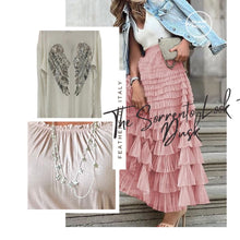 Load image into Gallery viewer, The Sorrento Look - Dusk by Feathers Of Italy Tule skirt angle wings jumper star necklace