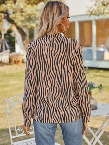 Capri Zebra Striped Notched Blouse