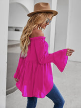 Load image into Gallery viewer, Feathers Of Italy Pompeii Off-shoulder Flounce Sleeve High Low Blouse

