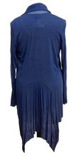 Load image into Gallery viewer, Silk and Jersey Flute layered front detail Cardigan Wrap in Navy - Feathers Of Italy