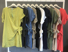 Load image into Gallery viewer, Venice Cross Front Linen Tie Side Dress - Feathers Of Italy