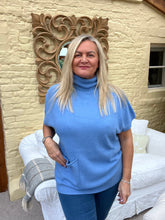 Load image into Gallery viewer, Rome Rolled Neck Swing-Style Jumper Blue