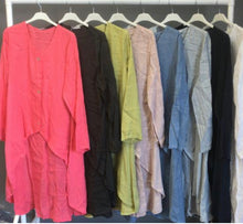 Load image into Gallery viewer, Sorrento Linen Dip Hem Linen Shirt Jacket - Feathers Of Italy