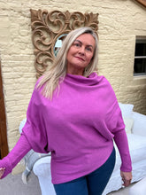 Load image into Gallery viewer, Venice Asymmetric Jumper Cerise | Feathers Of Italy