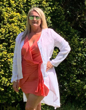 Load image into Gallery viewer, Venice Cross Front Linen Tie Side Dress - Feathers Of Italy