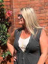 Load image into Gallery viewer, Vienna Zip Linen Dress in Slate - Feathers Of Italy