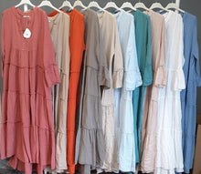 Load image into Gallery viewer, Positano Tiered Cheesecloth Dress in Various Colours - Feathers Of Italy