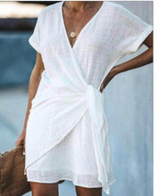 Load image into Gallery viewer, Venice Cross Front Linen Tie Side Dress - Feathers Of Italy