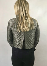 Load image into Gallery viewer, BURBERRY PEWTER Ladies QUILTED SATIN CROPPED JACKET UK 8 | Feathers Of Italy