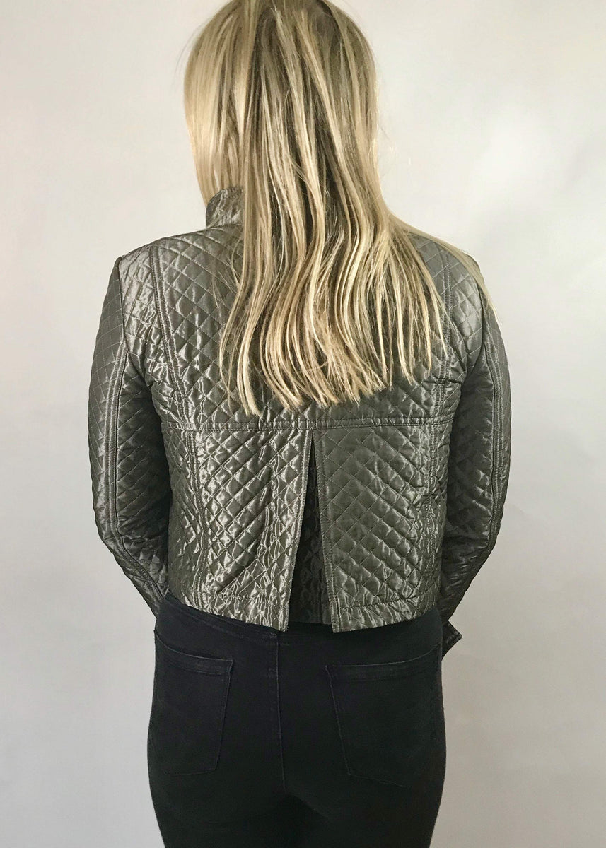 Quilted satin jacket sales