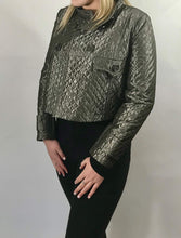Load image into Gallery viewer, burberry pewter ladies quilted satin cropped jacket uk 8