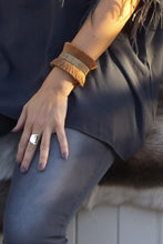 Load image into Gallery viewer, Bari Fringe Diamante Encrusted Cuff Bracelet in Caramel - Feathers Of Italy | Feathers Of Italy