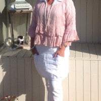 Load image into Gallery viewer, Bonavento Linen Dress in White Or Pink Made In Italy By Feathers Of Italy | Feathers Of Italy