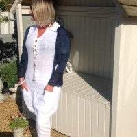 Load image into Gallery viewer, Bonavento Linen Dress in White Or Pink Made In Italy By Feathers Of Italy | Feathers Of Italy