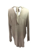 Load image into Gallery viewer, Bow Neck Cotton Shirt in Stone Made In Italy By Feathers Of Italy One Size | Feathers Of Italy