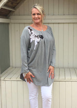 Load image into Gallery viewer, Butterfly Sequined Jumper in Grey | Feathers Of Italy