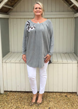 Load image into Gallery viewer, Butterfly Sequined Jumper in Grey | Feathers Of Italy