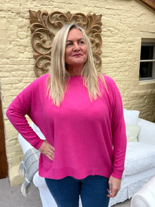 Naples Relaxed Batwing Long Sleeves Jumper Pink