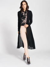 Load image into Gallery viewer, Plissé Coat Midi Crepe Long Coat in Black - Rinascimento By Feathers Of Italy - Feathers Of Italy