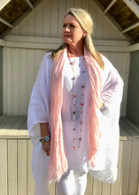 Load image into Gallery viewer, Caglio Linen Scarf in Baby Pink Made In Italy By Feathers Of Italy One Size | Feathers Of Italy