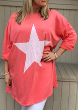 Load image into Gallery viewer, Day Dreamer Star T Shirt in Orange Made In Italy By Feathers Of Italy One Size | Feathers Of Italy