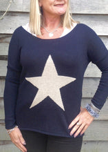 Load image into Gallery viewer, Star Knit Jumper In Navy - Feathers Of Italy