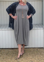 Load image into Gallery viewer, Nia Pouch Maxi Dress in Soft Beige - Feathers Of Italy