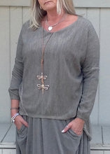 Load image into Gallery viewer, Lana Soft Knit in Mocha with embroidered Stars - Feathers Of Italy Exclusive - Feathers Of Italy