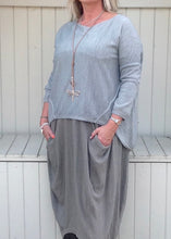 Load image into Gallery viewer, Nia Pouch Maxi Dress in Soft Beige - Feathers Of Italy