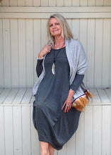 Load image into Gallery viewer, Nia Pouch Maxi Dress in Grey - Feathers Of Italy