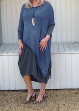 Load image into Gallery viewer, Side Detail Bobble Top Washed Blue - Feathers Of Italy