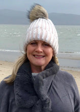 Load image into Gallery viewer, florence knitted diamonte real fur bobble hat