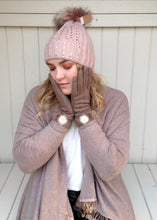 Load image into Gallery viewer, Vienna Gloves With Fur Pom Pom Trim in Mocha - Feathers Of Italy