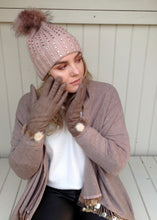 Load image into Gallery viewer, Vienna Gloves With Fur Pom Pom Trim in Mocha - Feathers Of Italy