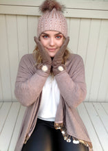 Load image into Gallery viewer, Vienna Gloves With Fur Pom Pom Trim in Mocha - Feathers Of Italy