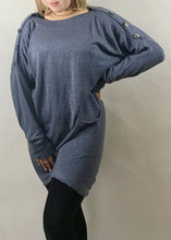 Load image into Gallery viewer, Limited Edition Star Jumper Dress with Star Buttons In Denim Blue - Feathers Of Italy