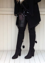 Load image into Gallery viewer, Julietta Super Lux Cardigan Coat With Seqined Trimmed Edge in Black - Feathers Of Italy