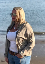 Load image into Gallery viewer, Sequin Hooded Jacket in Washed Stone Made In Italy By Feathers Of Italy One Size - Feathers Of Italy