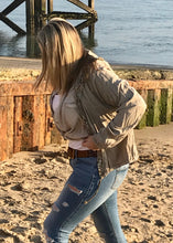 Load image into Gallery viewer, Sequin Hooded Jacket in Washed Stone Made In Italy By Feathers Of Italy One Size - Feathers Of Italy