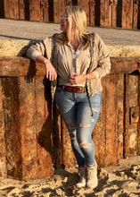 Load image into Gallery viewer, Sequin Hooded Jacket in Washed Stone Made In Italy By Feathers Of Italy One Size - Feathers Of Italy