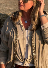 Load image into Gallery viewer, Sequin Hooded Jacket in Washed Stone Made In Italy By Feathers Of Italy One Size - Feathers Of Italy